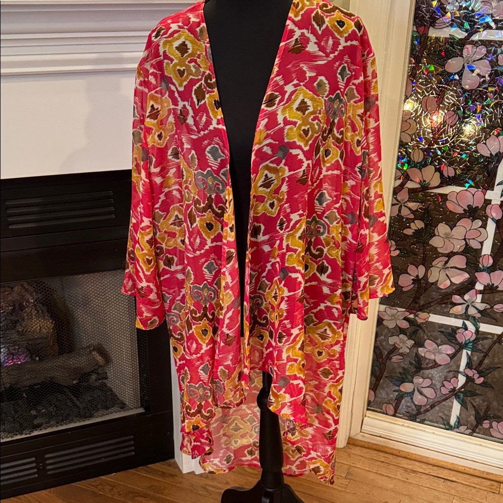 GG Collection - Vibrant Floral Kimono - Red and Yellow EUC - 1X